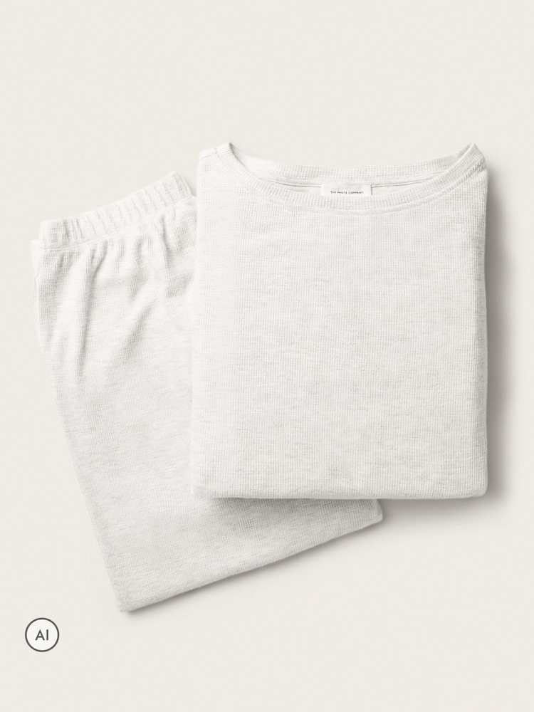 The White Company White Jersey Brushed Waffle Lounge Pyjamas Set - Image 5 of 5
