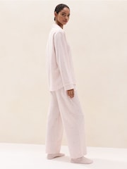 The White Company Pink Brushed Cotton Jersey Heart Stripe Classic Pyjamas Set - Image 2 of 4