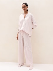 The White Company Pink Brushed Cotton Jersey Heart Stripe Classic Pyjamas Set - Image 4 of 4