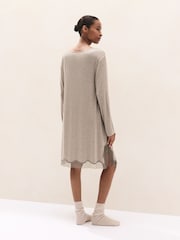 The White Company Brown Cooling Jersey Long Sleeve Lace Hem Nightie - Image 2 of 4