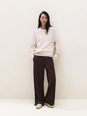 The White Company Brown Jersey Side Stripe Trousers - Image 3 of 5