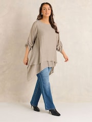 Evans Natural Double Layer Blouse - Image 2 of 6
