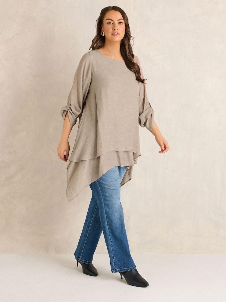 Evans Natural Double Layer Blouse - Image 2 of 6 Evans Natural Double Layer Blouse - Image 2 of 6