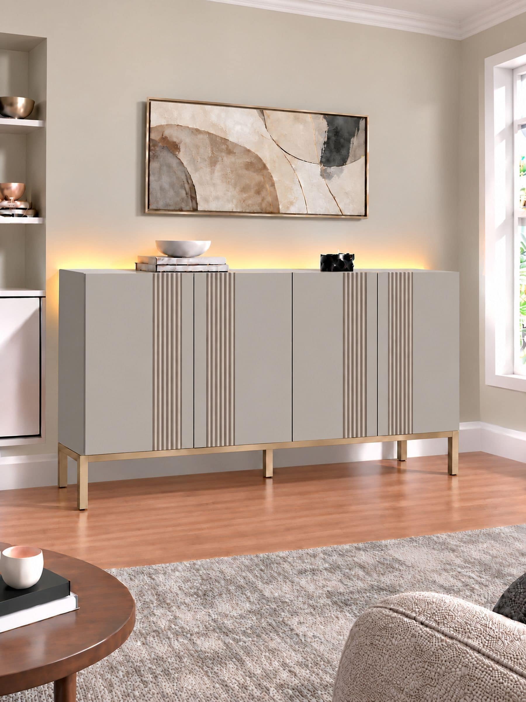 Frank Olsen Unisex Grey Iona 4 Door Large Sideboard - Image 1