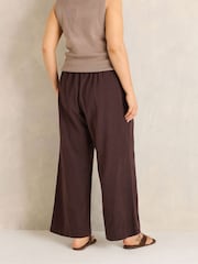 Evans Brown Cotton Wide Leg Trousers - Image 4 of 7