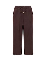 Evans Brown Cotton Wide Leg Trousers - Image 6 of 7