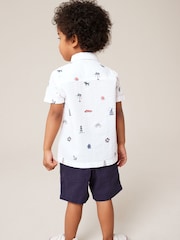 White 100% Cotton Short Sleeve All-Over Print Embroidered Shirt (3mths-7yrs) - Image 4 of 7