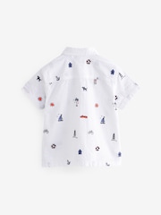 White 100% Cotton Short Sleeve All-Over Print Embroidered Shirt (3mths-7yrs) - Image 5 of 7
