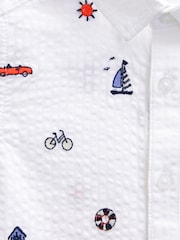 White 100% Cotton Short Sleeve All-Over Print Embroidered Shirt (3mths-7yrs) - Image 7 of 7