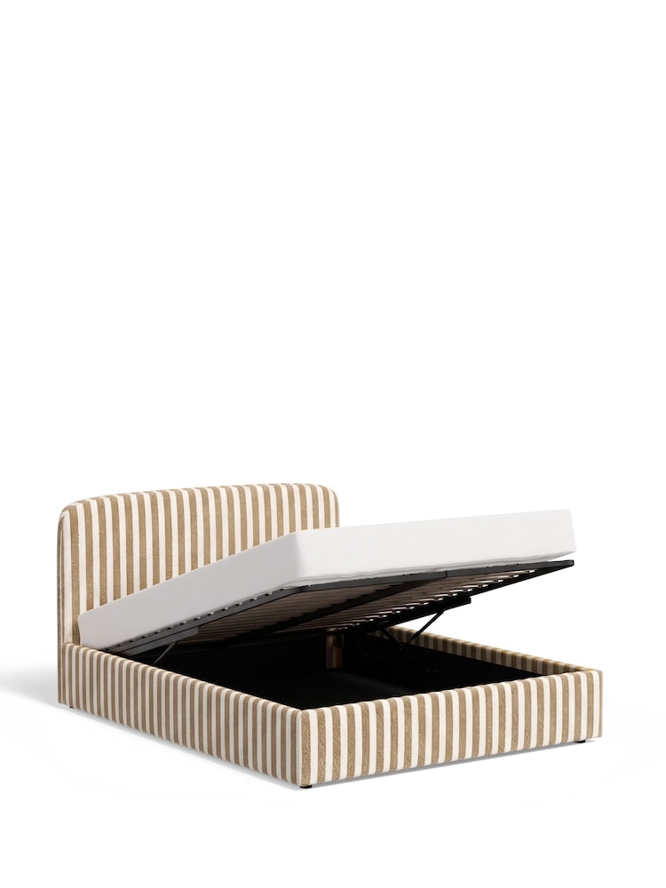 Chenille Stripe Honey Yellow Matson Ottoman Storage Bed Frame - Image 7 of 7 Chenille Stripe Honey Yellow Matson Ottoman Storage Bed Frame - Image 7 of 7