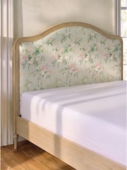 Relaxed Linen Look Floral Green Lily Wooden Bed Frame - Image 4 of 7