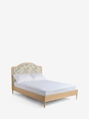 Relaxed Linen Look Floral Green Lily Wooden Bed Frame - Image 6 of 7
