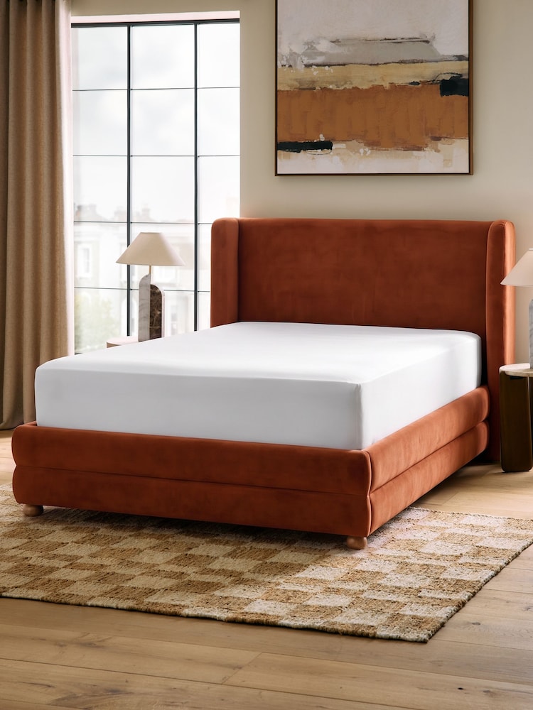 Soft Velvet Rust Brown Fordham Upholstered Ottoman Storage Bed Frame - Image 2 of 6 Soft Velvet Rust Brown Fordham Upholstered Ottoman Storage Bed Frame - Image 2 of 6