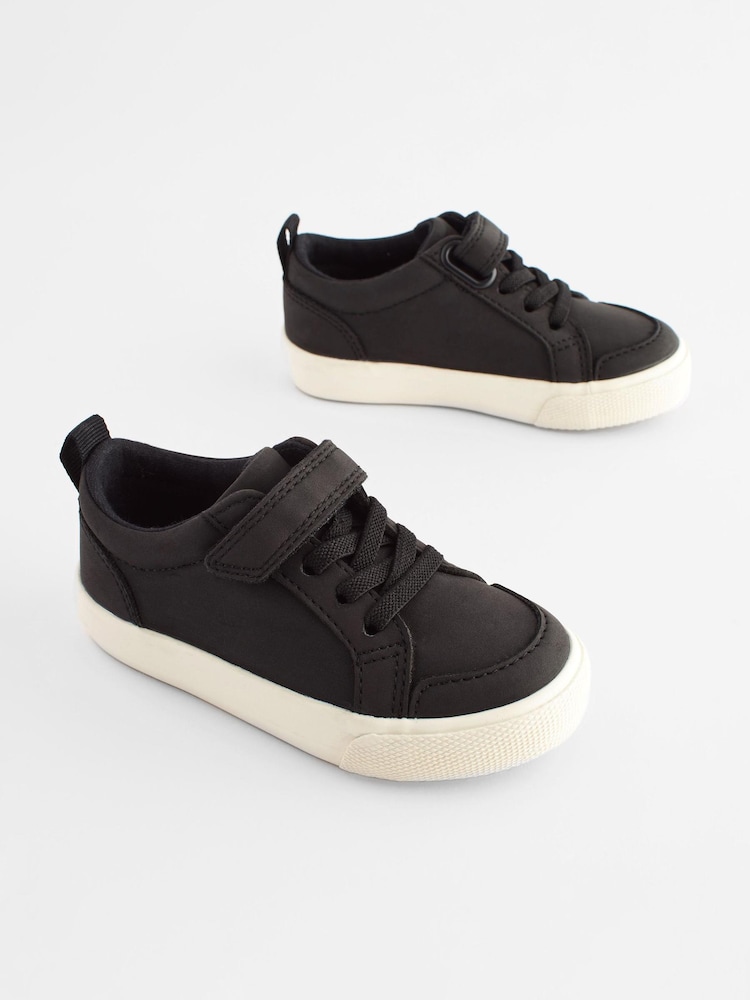 Black Standard Fit (F) Touch Fastening Elastic Lace Shoes - Image 1 of 6