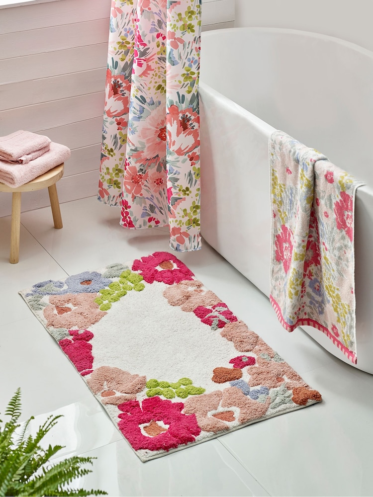 Alfombra de algodón 100 % con estampado floral - Imagen 1 de 6 Alfombra de algodón 100 % con estampado floral - Imagen 1 de 6