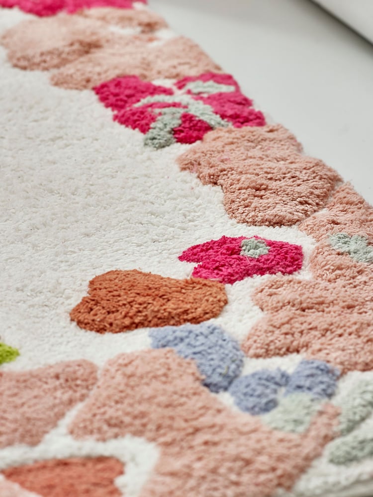 Alfombra de algodón 100 % con estampado floral - Imagen 2 de 6