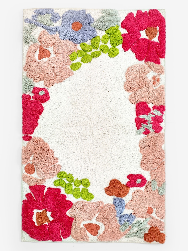Alfombra de algodón 100 % con estampado floral - Imagen 6 de 6
