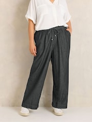 Evans Black Cotton Wide Leg Trousers - Image 1 of 7