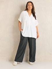 Evans Black Cotton Wide Leg Trousers - Image 2 of 7