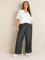 Evans Black Cotton Wide Leg Trousers - Image 3 of 7