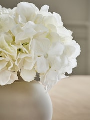 White Artificial Hydrangea Arrangement in Large Grey Glass Vase - Image 2 of 4