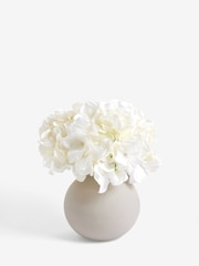 White Artificial Hydrangea Arrangement in Large Grey Glass Vase - Image 4 of 4