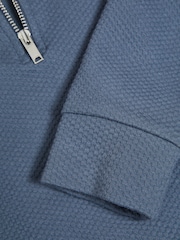 Reiss Airforce Blue Bishop 3-9 yrs Textured Half-Zip Funnel Neck Top - Image 6 of 6