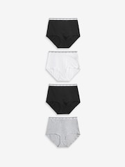 White/Black/Grey Full Brief Logo Knickers 4 Pack - Image 1 of 6