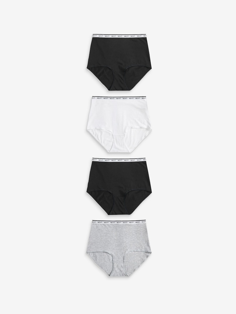 White/Black/Grey Full Brief Logo Knickers 4 Pack - Image 1 of 6
