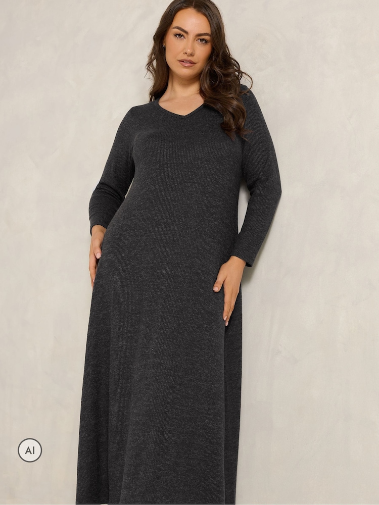 Grau - Evans Geripptes Kleid - Bild 1 von 6