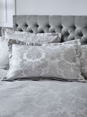 Catherine Lansfield Silver Damask Jacquard Quilted Pillowsham Pair - Image 1 of 1