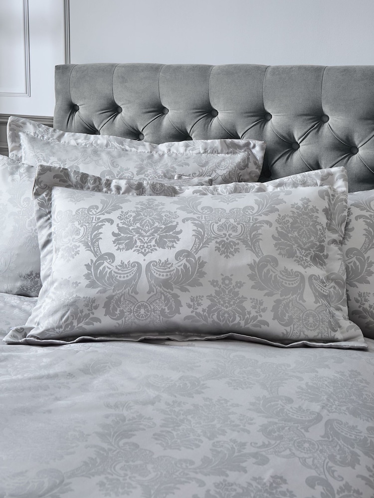 Catherine Lansfield Silver Damask Jacquard Quilted Pillowsham Pair - Image 1 of 1