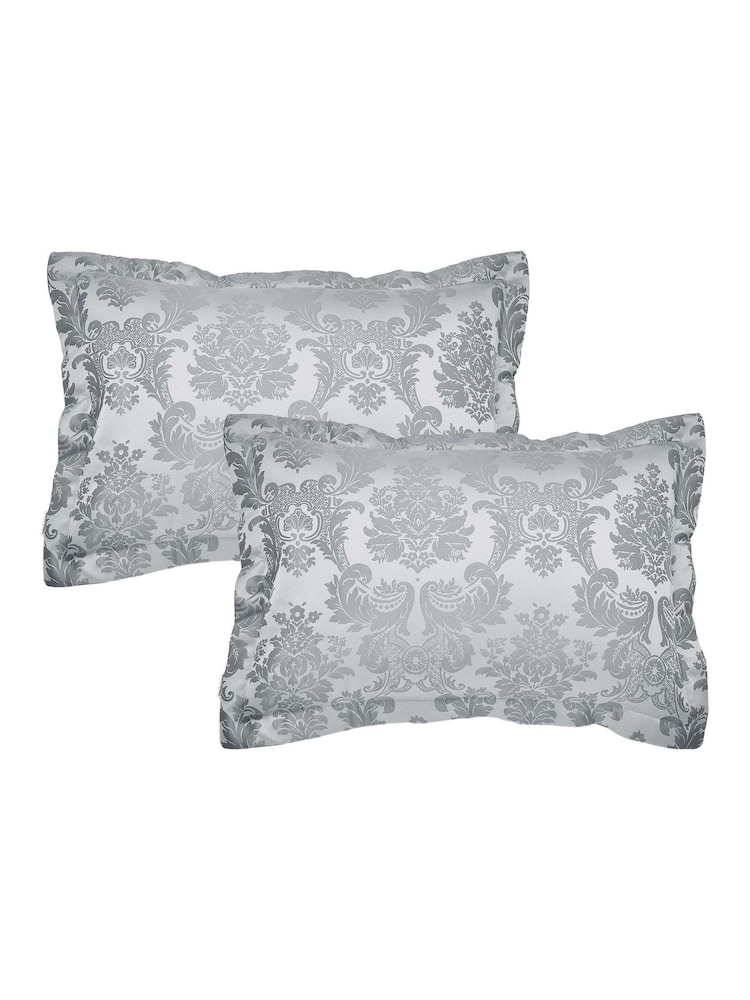 Catherine Lansfield Silver Damask Jacquard Quilted Pillowsham Pair - Image 3 of 3