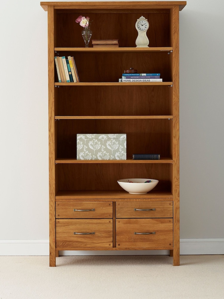 Laura Ashley Oak Milton 4 Drawer Single Bookcase - Image 1 of 5