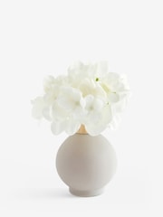 White Artificial Hydrangea Arrangement in Small Grey Glass Vase - Image 3 of 5