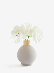 White Artificial Hydrangea Arrangement in Small Grey Glass Vase - Image 4 of 5