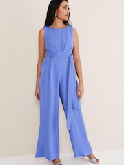 Phase Eight Petite Blue Elaina Open Back Jumpsuit - Image 1 of 7
