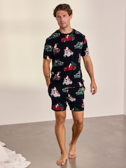 Chelsea Peers Blue Christmas Santa Road Trip Print Long Pyjamas Set - Image 1 of 7