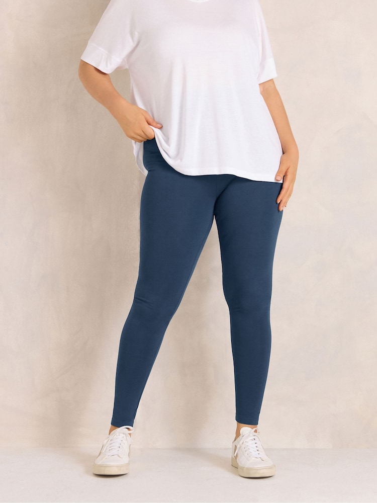 Evans Blue Cotton Leggings - Image 1 of 6 Evans Blue Cotton Leggings - Image 1 of 6