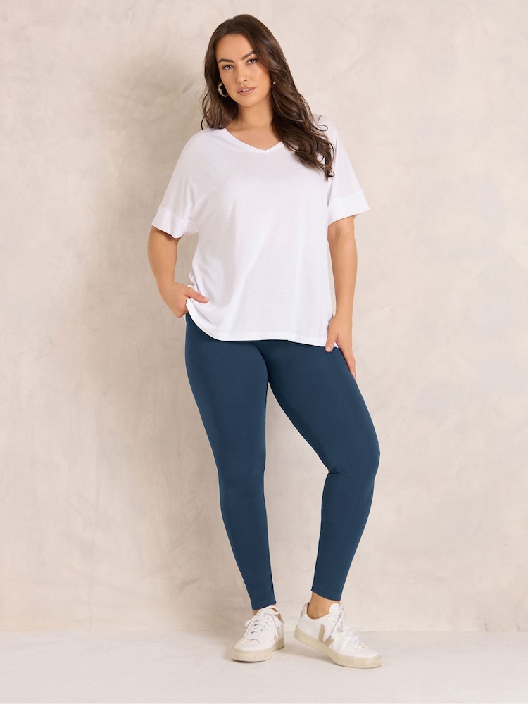 Evans Blue Cotton Leggings - Image 2 of 6 Evans Blue Cotton Leggings - Image 2 of 6
