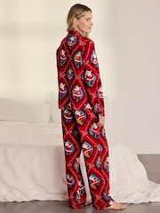 Conjunto de pijama largo de algodón con estampado navideño de Papá Noel con cancionero de Chelsea Peers - Imagen 4 de 7