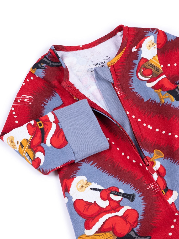 Chelsea Peers Baby Cotton Christmas Santa Songbook Print Sleepsuit - Imagen 2 de 3