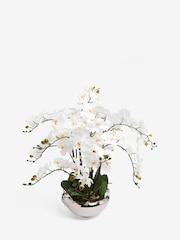 White Real Touch Artificial Orchid In Large Silver Pot - Image 4 of 5