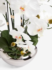 White Real Touch Artificial Orchid In Large Silver Pot - Image 5 of 5