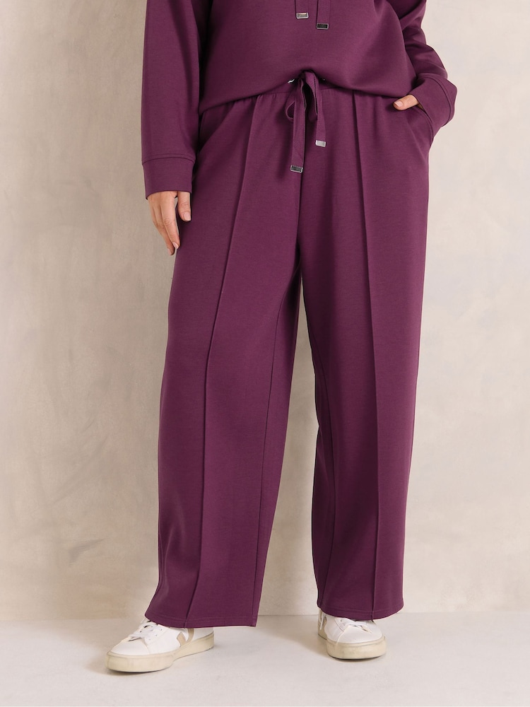 Evans Red Luxe Wide Leg Joggers - Image 1 of 6 Evans Red Luxe Wide Leg Joggers - Image 1 of 6