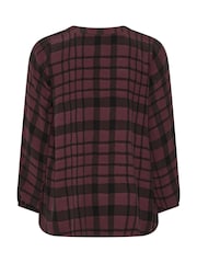 Evans Red Balloon Sleeve Checked Pleated Swing Top - Image 6 of 6