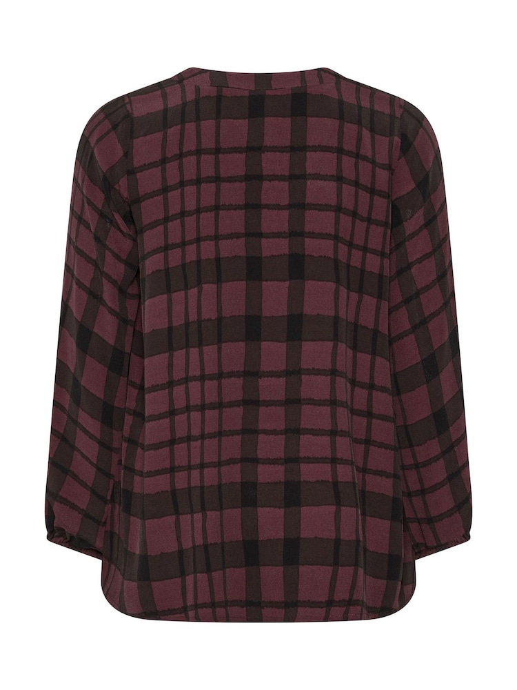 Evans Red Balloon Sleeve Checked Pleated Swing Top - Image 6 of 6 Evans Red Balloon Sleeve Checked Pleated Swing Top - Image 6 of 6