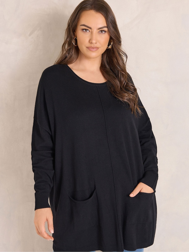 Evans Black Seam Detail Pocket Jumper - Image 1 of 6 Evans Black Seam Detail Pocket Jumper - Image 1 of 6