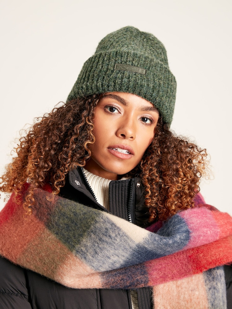 Joules Eloise Green Oversized Knitted Beanie Hat - Image 1 of 1