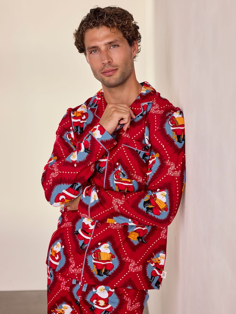 Conjunto de pijama largo de algodón con estampado navideño de Papá Noel con cancionero de Chelsea Peers - Imagen 2 de 6 Conjunto de pijama largo de algodón con estampado navideño de Papá Noel con cancionero de Chelsea Peers - Imagen 2 de 6